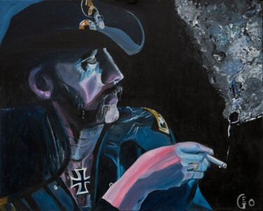 Painting titled "Lemmy Kilmister" by Jerome Labrunerie (GEO), Original Artwork, Oil Mounted on Wood Stretcher frame