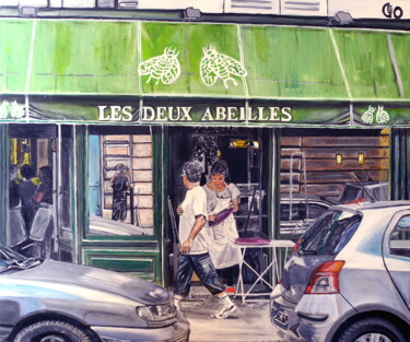 绘画 标题为“Les 2 abeilles. Par…” 由Jerome Labrunerie (GEO), 原创艺术品, 油 安装在木质担架架上