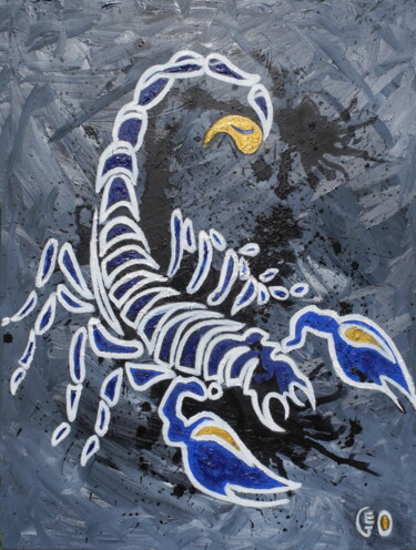 Painting titled "Scorpion" by Jerome Labrunerie (GEO), Original Artwork, Oil Mounted on Wood Stretcher frame