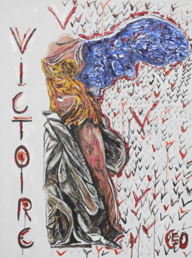 Painting titled "Victoire" by Jerome Labrunerie (GEO), Original Artwork, Oil Mounted on Wood Stretcher frame
