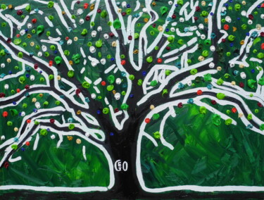 Painting titled "4 Seasons - Spring…" by Jerome Labrunerie (GEO), Original Artwork, Oil Mounted on Wood Stretcher frame