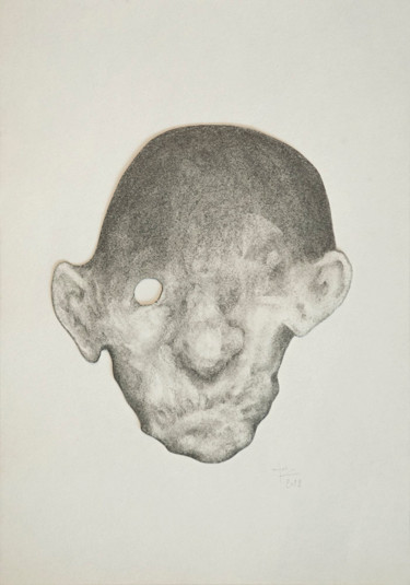 Disegno intitolato "Small Mask I" da Jérôme Oudot "Trëz", Opera d'arte originale, Grafite