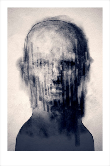 Цифровое искусство под названием "Portrait sans titre" - Jérôme Oudot "Trëz", Подлинное произведение искусства, Фотомонтаж