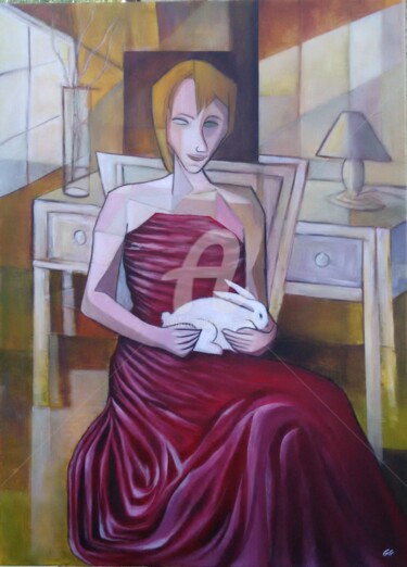Peinture intitulée "La femme en rouge" par Gg ( Gégé), Œuvre d'art originale