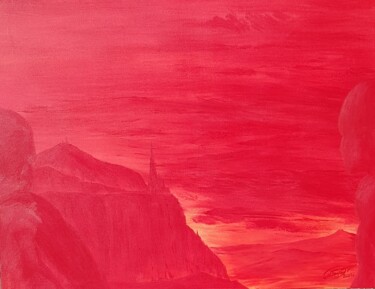 Pittura intitolato "Coucher rouge" da Jerome Peitregnet, Opera d'arte originale, Acrilico Montato su Telaio per barella in l…