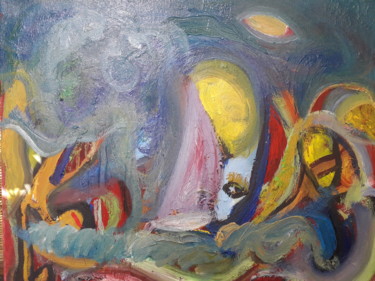 Peinture intitulée "Naviguer de nuit" par Jerome Pescheloche, Œuvre d'art originale, Huile