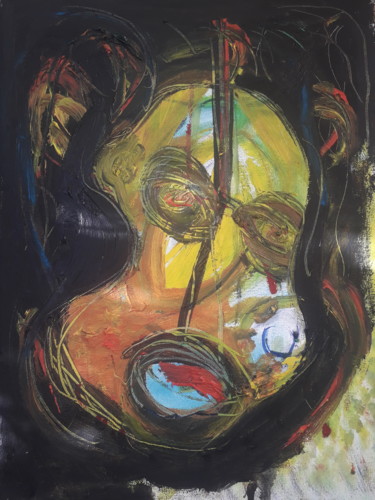 Peinture intitulée "Sick violin" par Jerome Pescheloche, Œuvre d'art originale, Huile