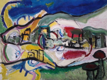 Painting titled "naive paradise" by Jerome Pescheloche, Original Artwork