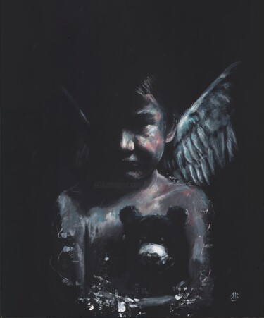 Painting titled "Mon Ange" by Jérôme Royer, Original Artwork, Acrylic Mounted on Cardboard