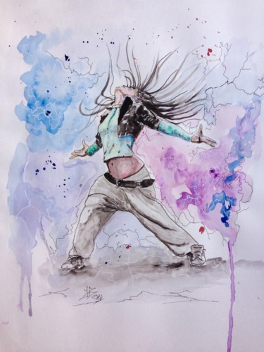 Painting titled "The dancer" by Jérôme Royer, Original Artwork, Watercolor