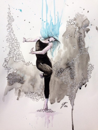 Peinture intitulée "Danseuse" par Jérôme Royer, Œuvre d'art originale, Aquarelle