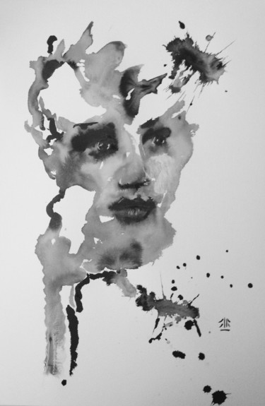 Painting titled "Fear" by Jérôme Royer, Original Artwork, Ink