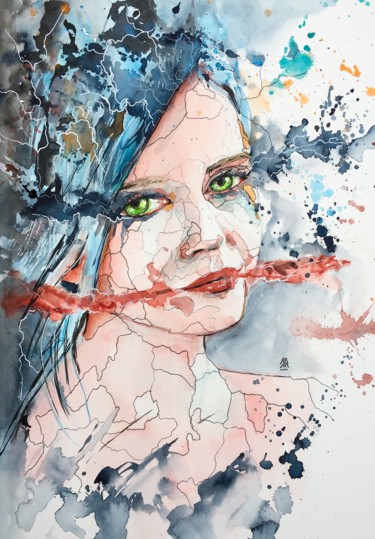 "Ugly make up 8" başlıklı Tablo Jérôme Royer tarafından, Orijinal sanat, Mürekkep