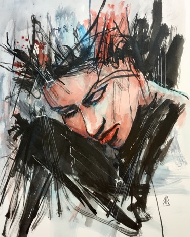 Painting titled "sructure I" by Jérôme Royer, Original Artwork, Ink