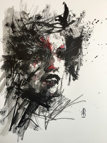 Peinture intitulée "structure IV" par Jérôme Royer, Œuvre d'art originale, Encre