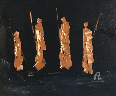Painting titled "Les 4 bergers" by Jérôme Schreiber, Original Artwork, Acrylic