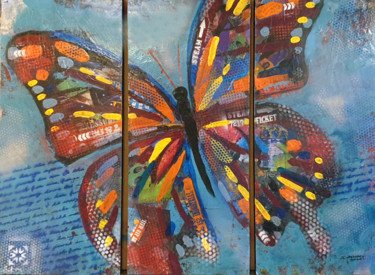 Collages intitulée "papillon" par Jerome Vassard, Œuvre d'art originale, Collages