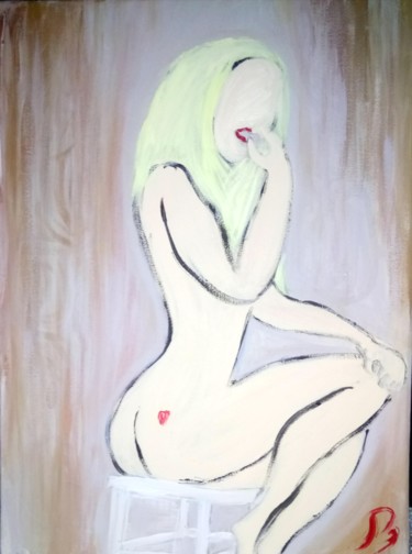 Painting titled ""Femme humaine avec…" by Jérôme Bonnet, Original Artwork, Acrylic