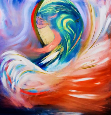 Malerei mit dem Titel "Ange et Phoenix" von Jérôme Bonnet, Original-Kunstwerk, Acryl