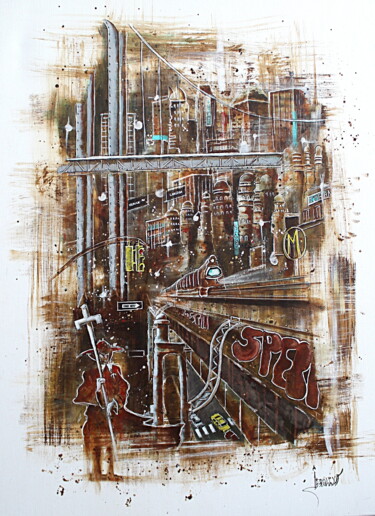 Painting titled "Un missionnaire dan…" by Jerome Brillat, Original Artwork, Acrylic Mounted on Wood Stretcher frame