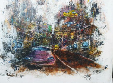 Painting titled "York street" by Jerome Brillat, Original Artwork, Acrylic Mounted on Wood Stretcher frame