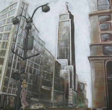 Peinture intitulée "Girafe à Manhattan" par Jerome Brillat, Œuvre d'art originale