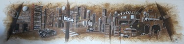 Peinture intitulée "Melun city 2135" par Jerome Brillat, Œuvre d'art originale