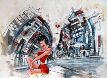 Peinture intitulée "Lady Shangaï" par Jerome Brillat, Œuvre d'art originale, Acrylique