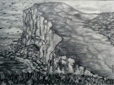 Dessin intitulée "La falaise éboulée" par Jérôme Cambra, Œuvre d'art originale, Graphite