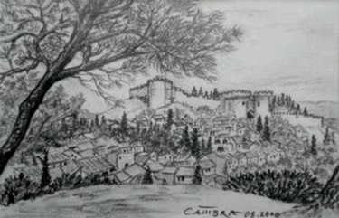 Dessin intitulée "Vue du Fort Saint A…" par Jérôme Cambra, Œuvre d'art originale, Graphite
