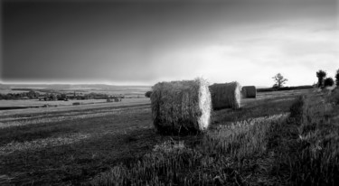 Photographie intitulée "Ballots de foin au…" par Jérôme Cambra, Œuvre d'art originale