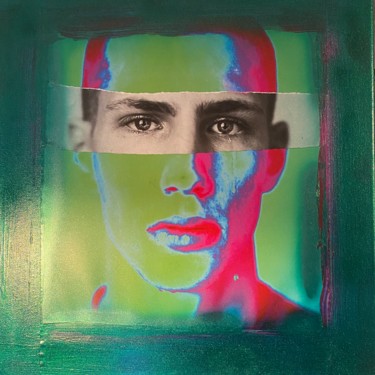 Augusta Zorro Green-Pink Collagen mit dem Titel "Augusta Zorro Green…" von Jerome Cholet, Original-Kunstwerk, Collagen