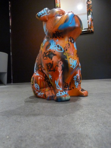 Sculpture titled "Bulldog" by Jerome Clem, Original Artwork, Ceramics