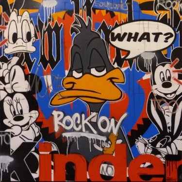 Painting titled "Rock On Daffy" by Jerome Clem, Original Artwork, Oil