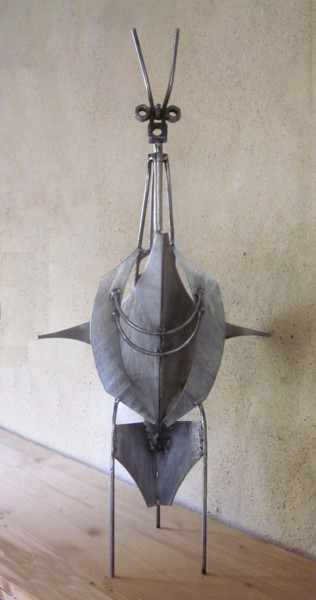 Sculpture titled "Flip le cricket" by Jérôme Danikowski, Original Artwork, Metals