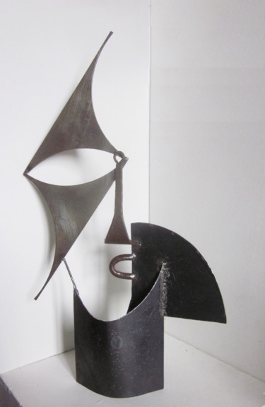 Sculpture titled "Tete" by Jérôme Danikowski, Original Artwork, Metals