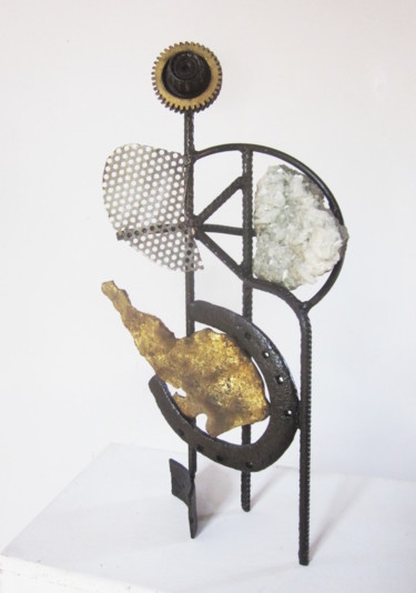 Sculpture intitulée "Golden Quartzet" par Jérôme Danikowski, Œuvre d'art originale, Métaux