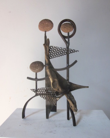 Sculpture titled "Famille 7" by Jérôme Danikowski, Original Artwork, Metals