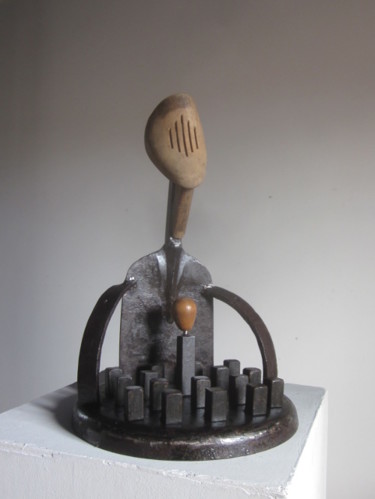 Sculpture intitulée "Le joueur d'échec" par Jérôme Danikowski, Œuvre d'art originale, Métaux