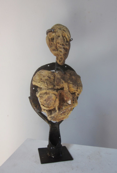 Sculpture intitulée "Cœur de pierre" par Jérôme Danikowski, Œuvre d'art originale, Métaux