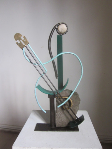 Escultura titulada "Guitariste 3" por Jérôme Danikowski, Obra de arte original, Metales