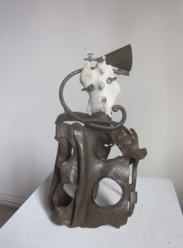 Sculpture titled "Le robinet de la tê…" by Jérôme Danikowski, Original Artwork, Metals