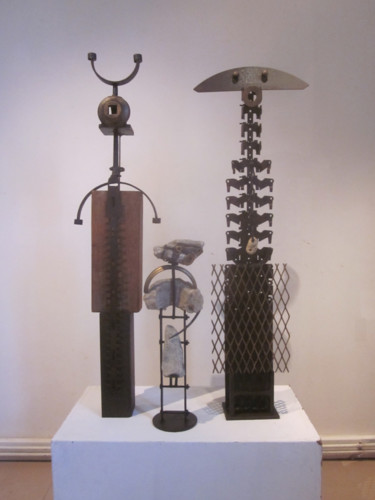 Sculpture titled "Sortie dominicale" by Jérôme Danikowski, Original Artwork, Metals