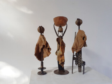 Sculpture intitulée "Trois Peuls" par Jérôme Danikowski, Œuvre d'art originale, Métaux