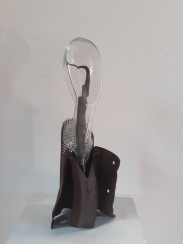 Sculpture titled "Buste de demoiselle" by Jérôme Danikowski, Original Artwork, Metals