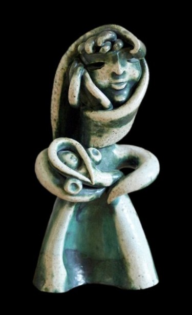 Sculpture intitulée "Mère et enfant" par Jérôme Danikowski, Œuvre d'art originale, Céramique