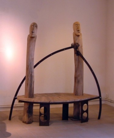 Sculpture intitulée "Le banc des amoureux" par Jérôme Danikowski, Œuvre d'art originale