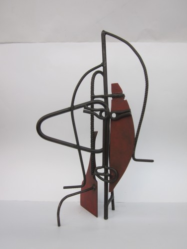 Sculpture intitulée "Tête rouge" par Jérôme Danikowski, Œuvre d'art originale