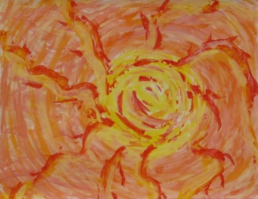 Peinture intitulée "Eruption solaire" par Jéromine, Œuvre d'art originale