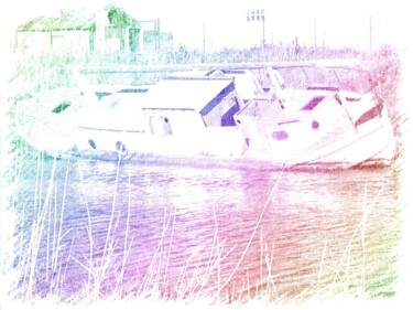 Disegno intitolato "Sinking boat" da Jerry Camps, Opera d'arte originale, Matita
